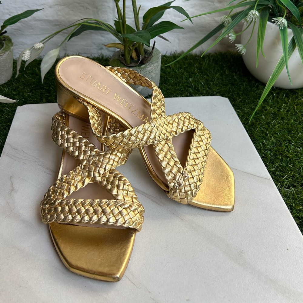 Stuart Weitzman Rosie Block Heel Slide Sandal - G… - image 8